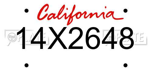 14X2648 California License Plate