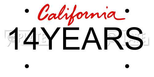 14YEARS California License Plate