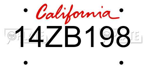 14ZB198 California License Plate