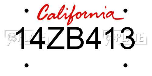 14ZB413 California License Plate