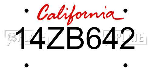 14ZB642 California License Plate