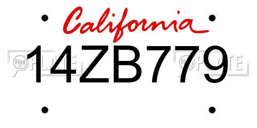 14ZB779 California License Plate