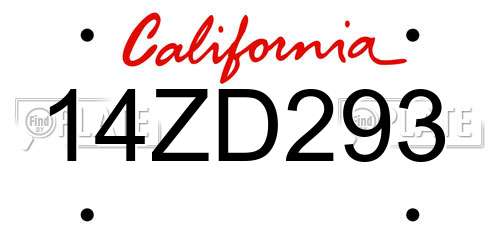 14ZD293 California License Plate