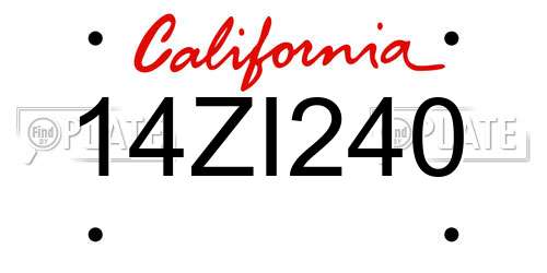 14ZI240 California License Plate