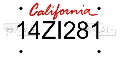 14ZI281 California License Plate