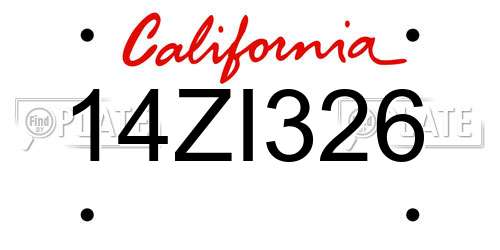 14ZI326 California License Plate