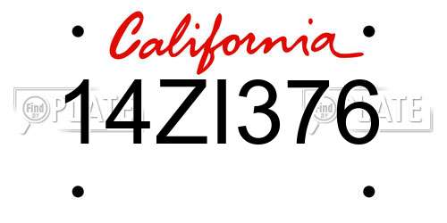 14ZI376 California License Plate
