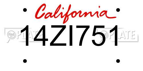 14ZI751 California License Plate