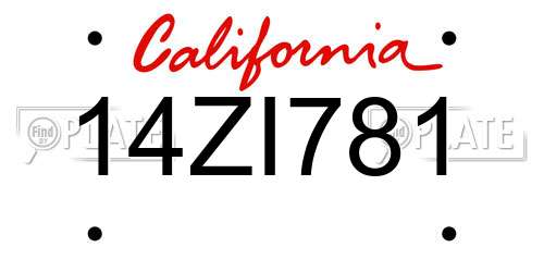 14ZI781 California License Plate