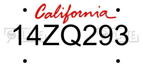 14ZQ293 California License Plate
