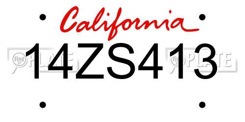 14ZS413 California License Plate