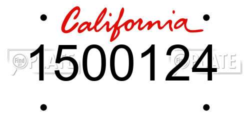 1500124 California License Plate