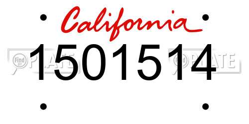 1501514 California License Plate