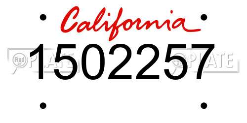 1502257 California License Plate