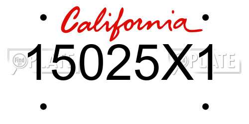 15025X1 California License Plate