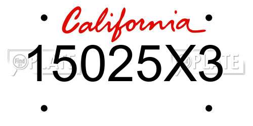 15025X3 California License Plate