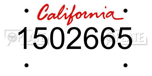 1502665 California License Plate