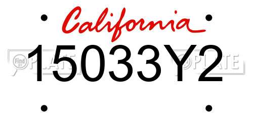 15033Y2 California License Plate