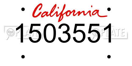1503551 California License Plate