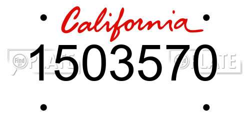 1503570 California License Plate