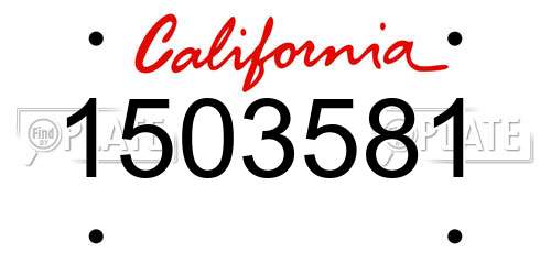 1503581 California License Plate