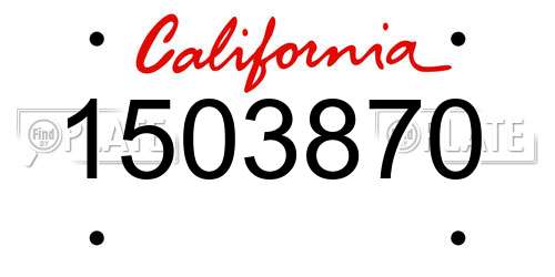 1503870 California License Plate