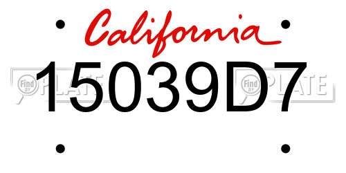 15039D7 California License Plate