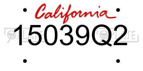 15039Q2 California License Plate