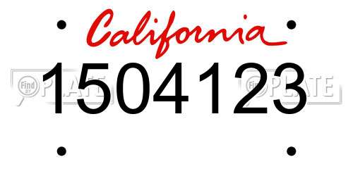 1504123 California License Plate