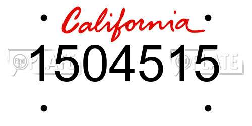 1504515 California License Plate