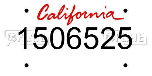 1506525 California License Plate