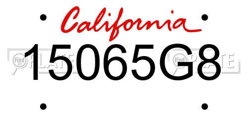 15065G8 California License Plate