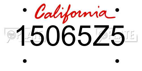 15065Z5 California License Plate