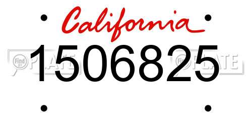 1506825 California License Plate