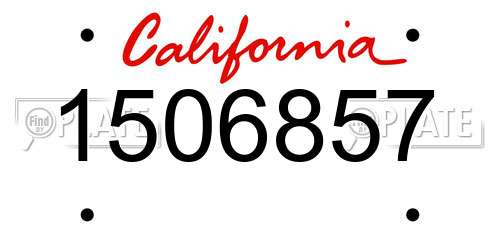 1506857 California License Plate