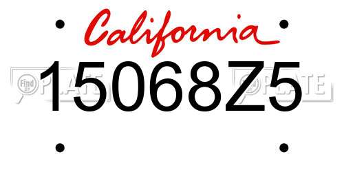 15068Z5 California License Plate