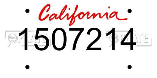 1507214 California License Plate