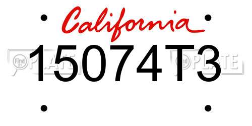 15074T3 California License Plate