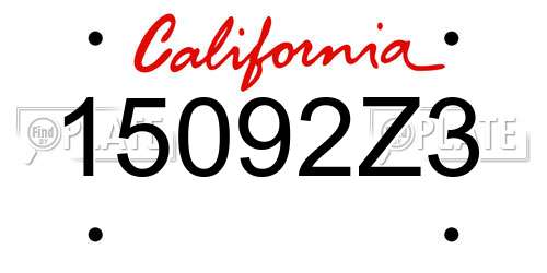 15092Z3 California License Plate
