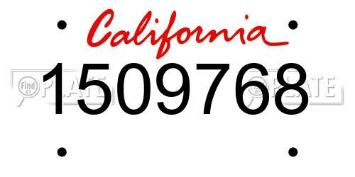 1509768 California License Plate