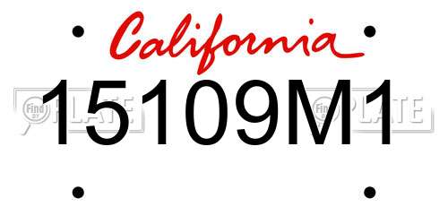 15109M1 California License Plate