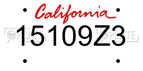 15109Z3 California License Plate