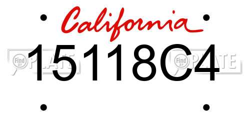15118C4 California License Plate