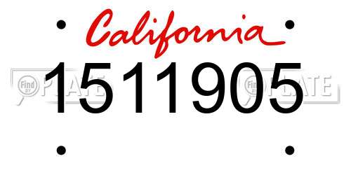 1511905 California License Plate