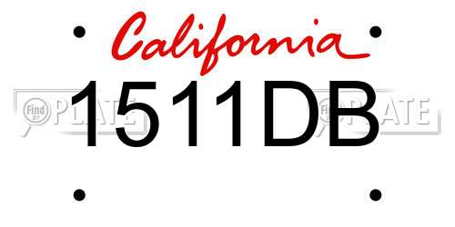 1511DB California License Plate