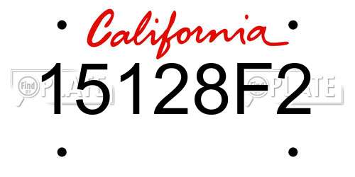 15128F2 California License Plate