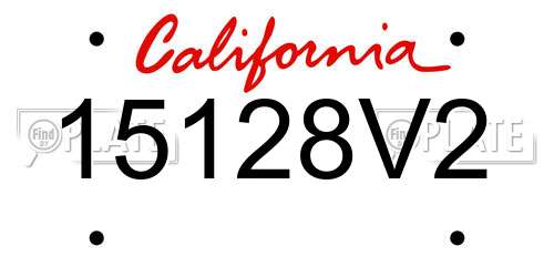 15128V2 California License Plate