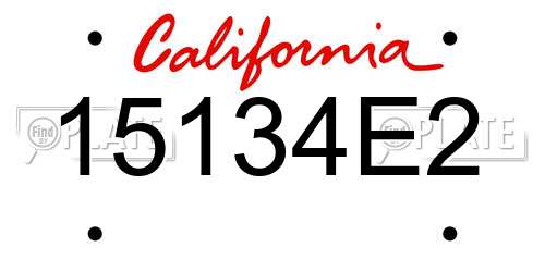 15134E2 California License Plate