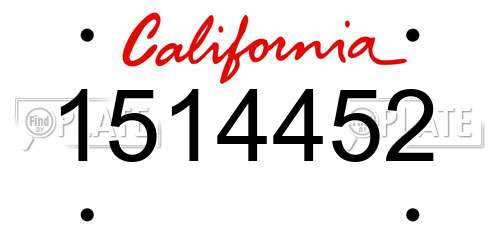 1514452 California License Plate