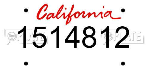 1514812 California License Plate